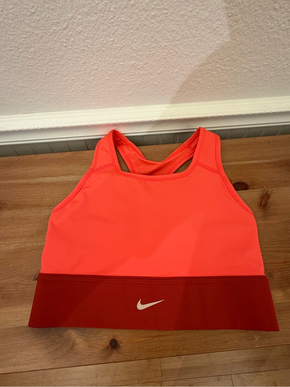 Nike Coral-Orange Sports Bra with Copper Red Band size M